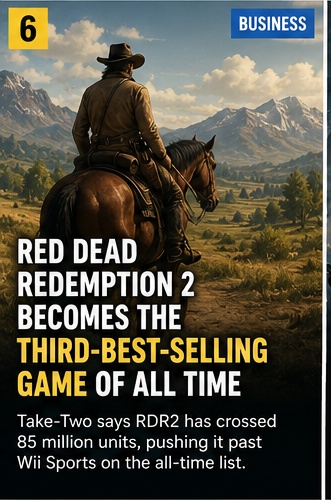 Red Dead Redemption 2 becomes the third-best-selling game of all time