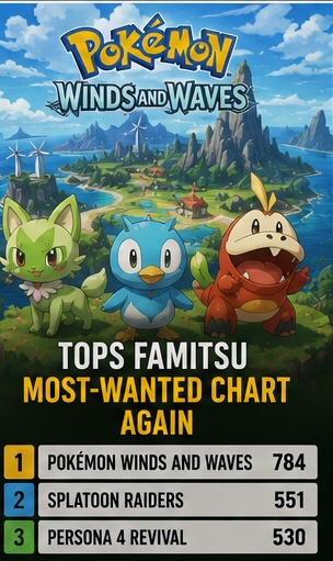 Pokémon Winds and Waves tops Famitsu most-wanted chart again