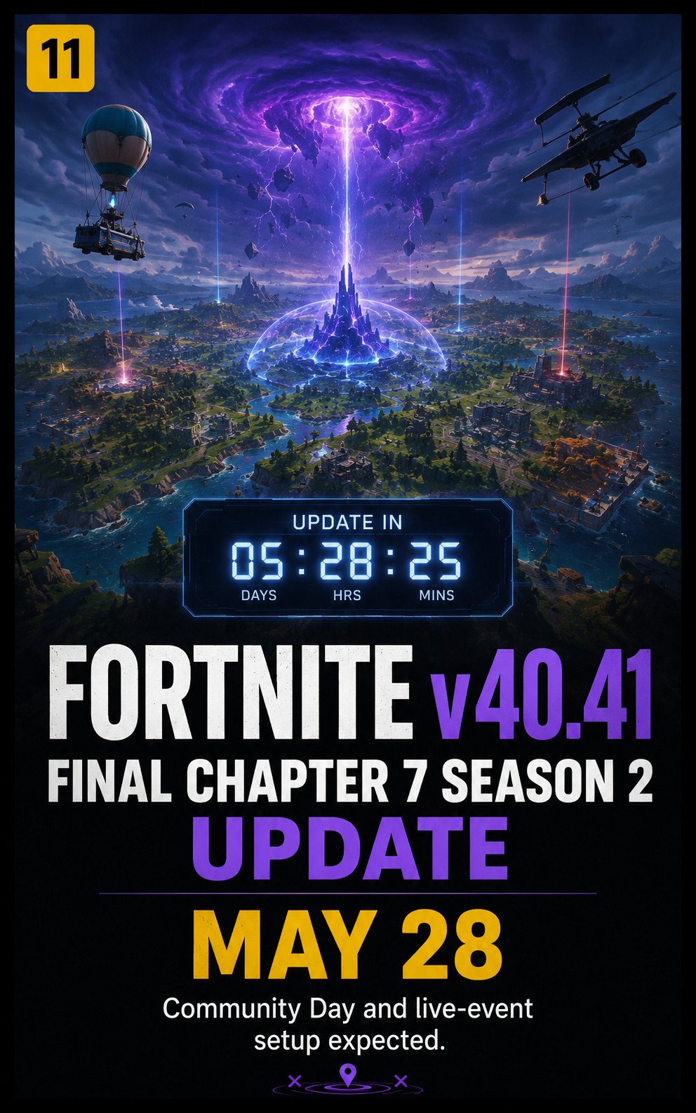 Fortnite v40.41 update arrives May 28 as final Chapter 7 Season 2 patch