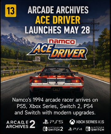 Arcade Archives Ace Driver launches May 28