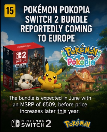 Pokémon Pokopia Switch 2 bundle reportedly coming to Europe