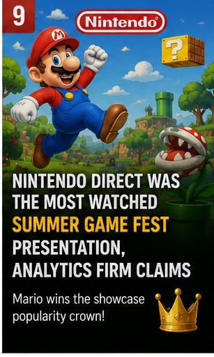 Nintendo Direct was the most watched Summer Game Fest presentation, analytics firm claims