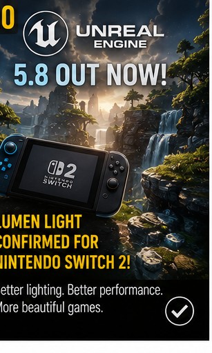 Unreal Engine 5.8 out today, Lumen Light confirmed for Nintendo Switch 2