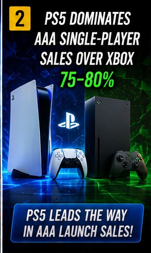 PS5 captures 75–80% of AAA single-player launch sales versus Xbox, report claims