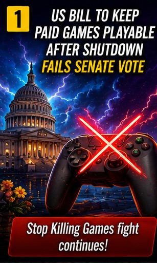 US bill requiring paid games to remain playable after shutdown fails Senate vote