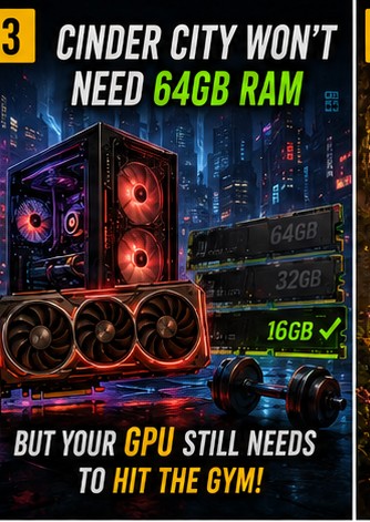 Cinder City will not require 64GB of RAM, but it wants a stronger GPU
