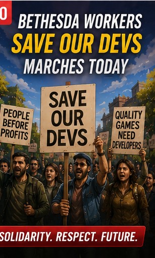 Bethesda Union Workers Hold Save Our Devs Marches