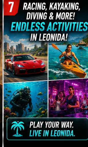 GTA VI Extended Look Reveals Racing, Kayaking, Diving and More