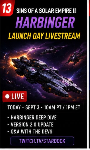 Sins II Harbinger Release Livestream Scheduled for Today