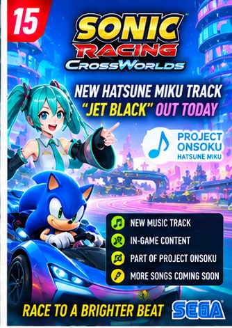 Sonic Racing: CrossWorlds Gets New Hatsune Miku Track Jet Black Today