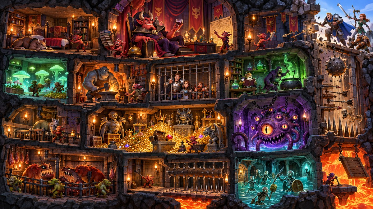 Packed Lair Launches a Base-Building Roguelike Where the Real Villain Is Limited Floor Space — original editorial gaming news illustration