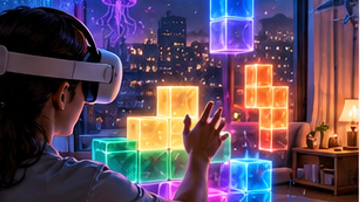 Tetris Effect: Mixed Realities Plans to Turn Your Living Room Into the Puzzle Board — original editorial gaming news illustration