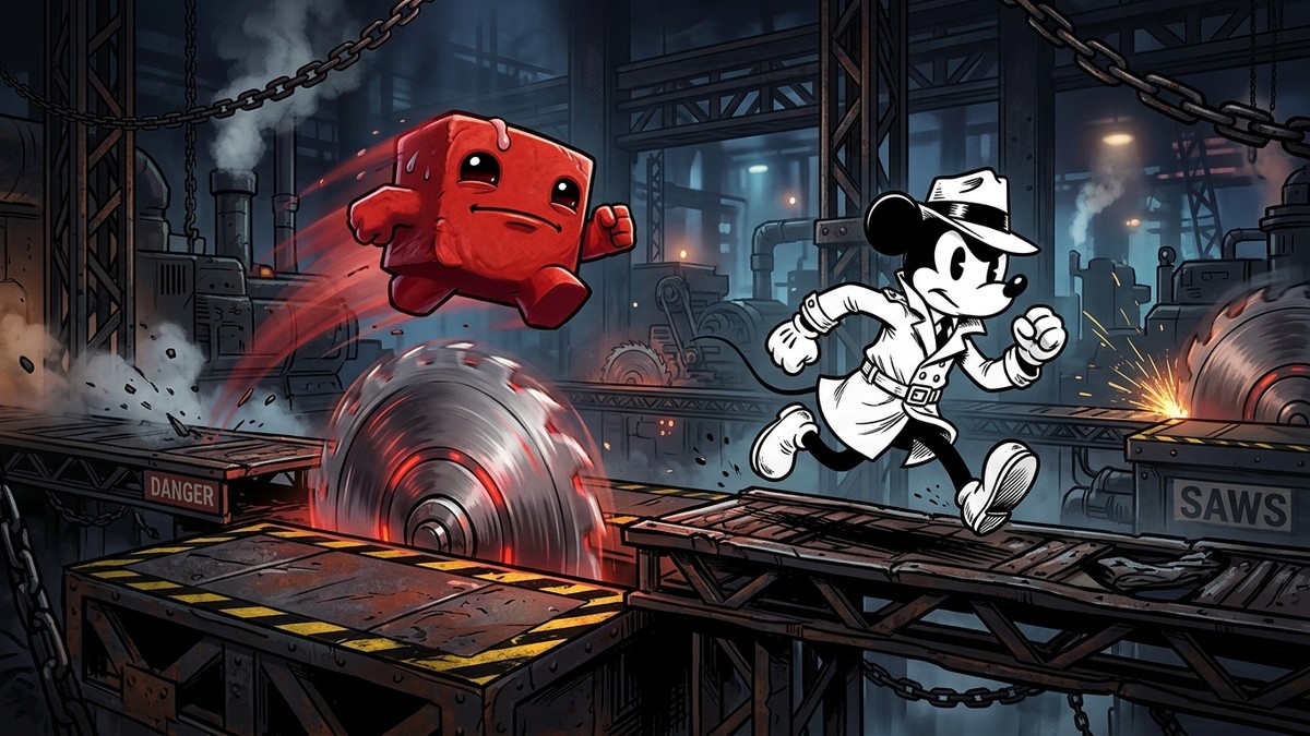 Super Meat Boy 3D Adds Mouse PI for Hire Hero Jack Pepper in Surprise Crossover Update — original editorial gaming news illustration