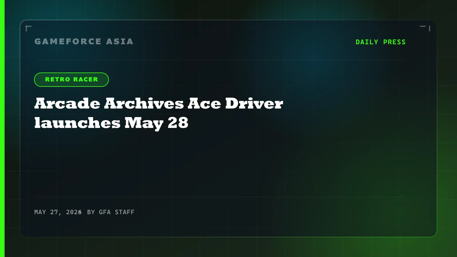 Arcade Archives Ace Driver launches May 28