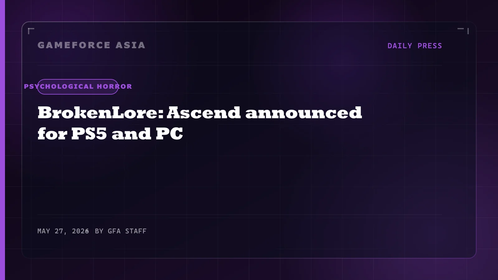 BrokenLore: Ascend announced for PS5 and PC