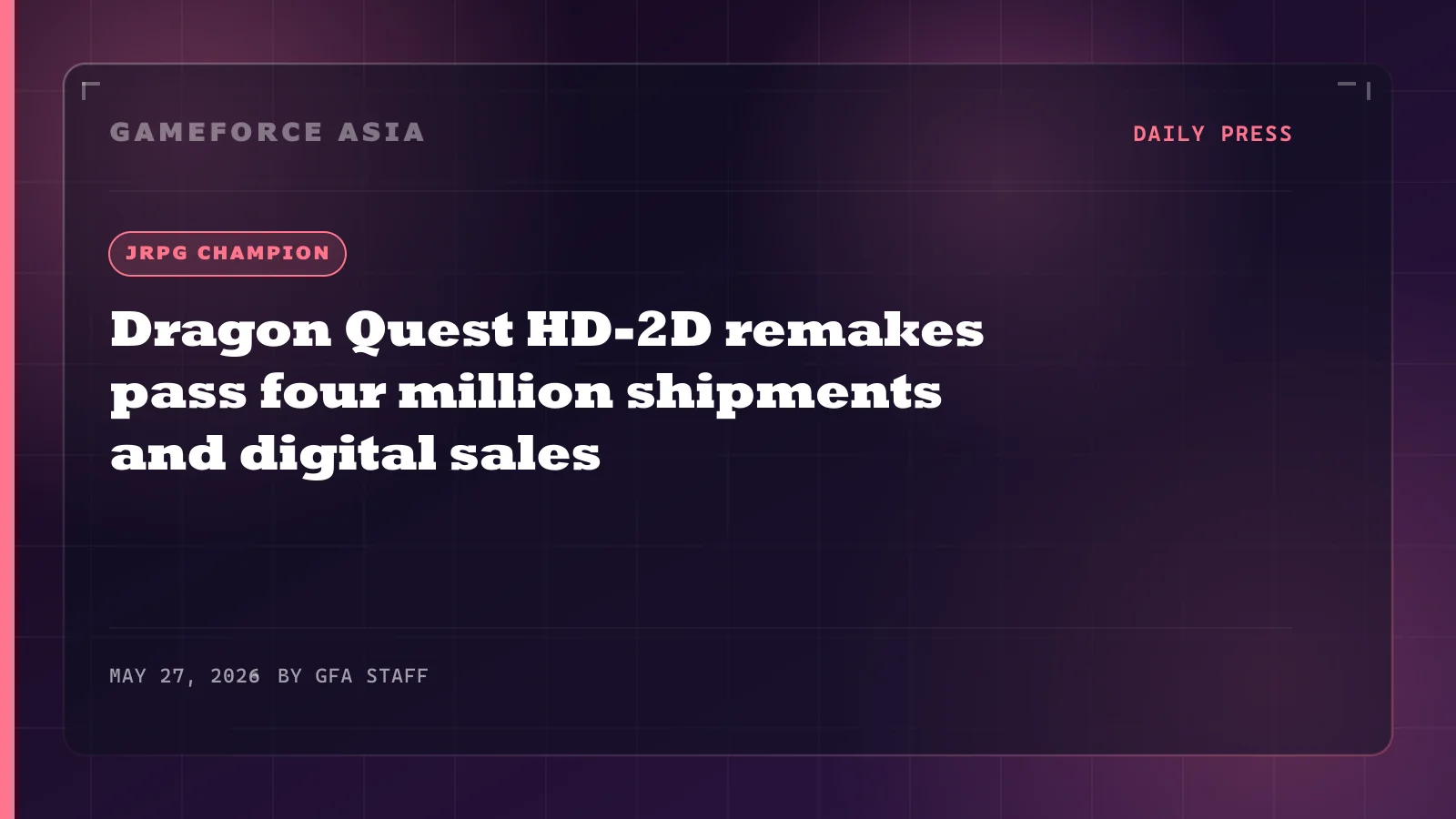 Dragon Quest HD-2D remakes pass four million shipments and digital sales