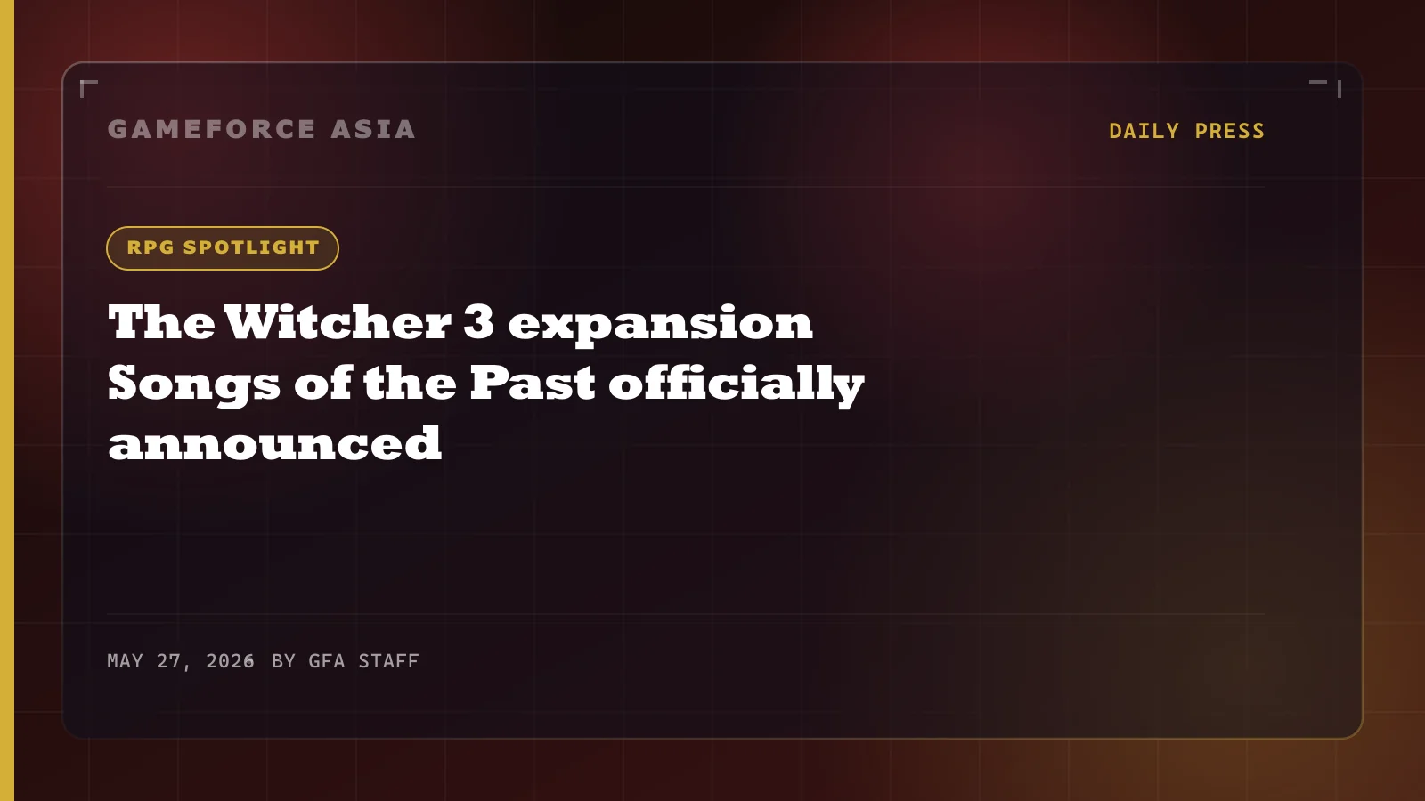The Witcher 3 expansion Songs of the Past officially announced