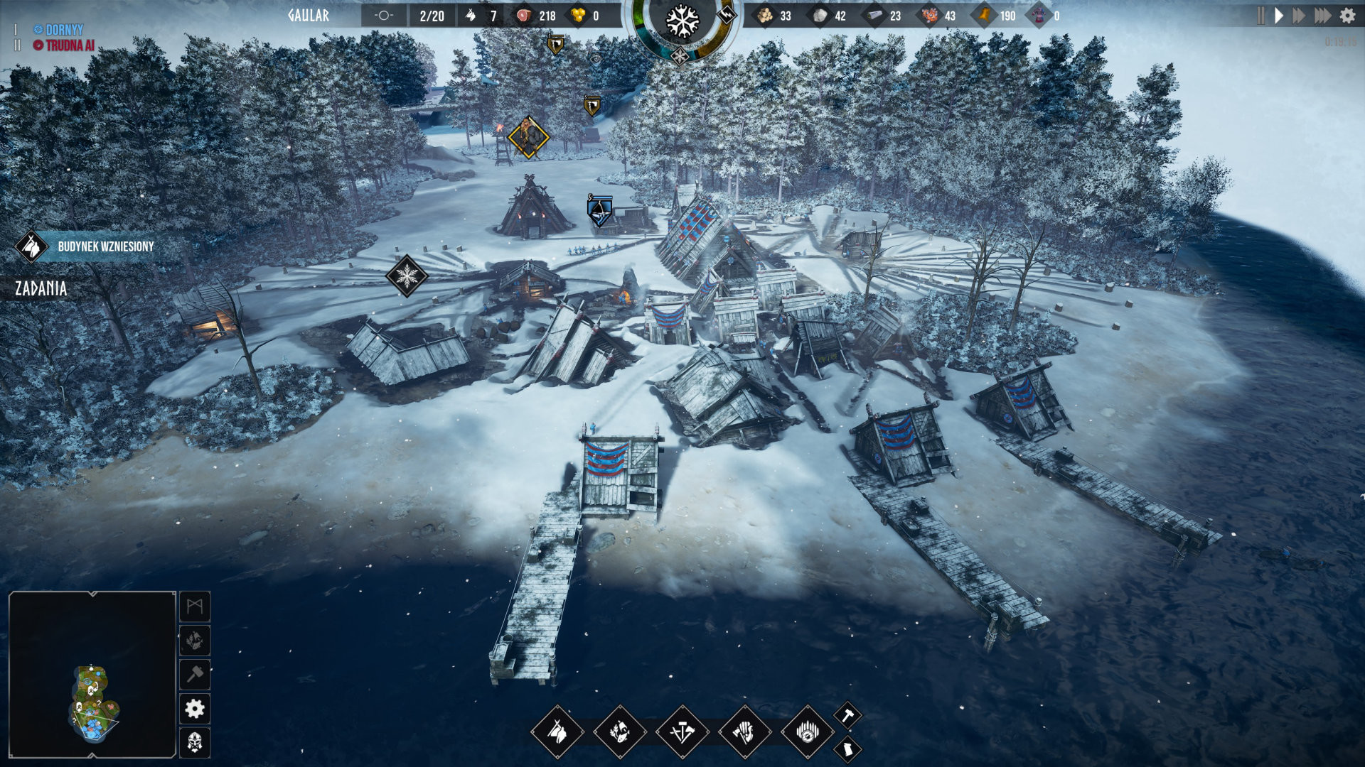 Campaign view across snowy terrain